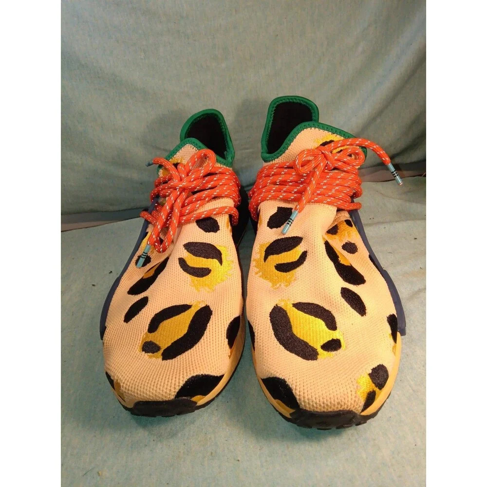 adidas Yellow Leopard Print Athletic Shoes with Orange Laces - Picture 3 of 6